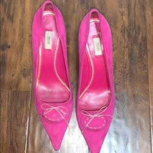 Prada | Suede Pointed Toe Kitten Heel